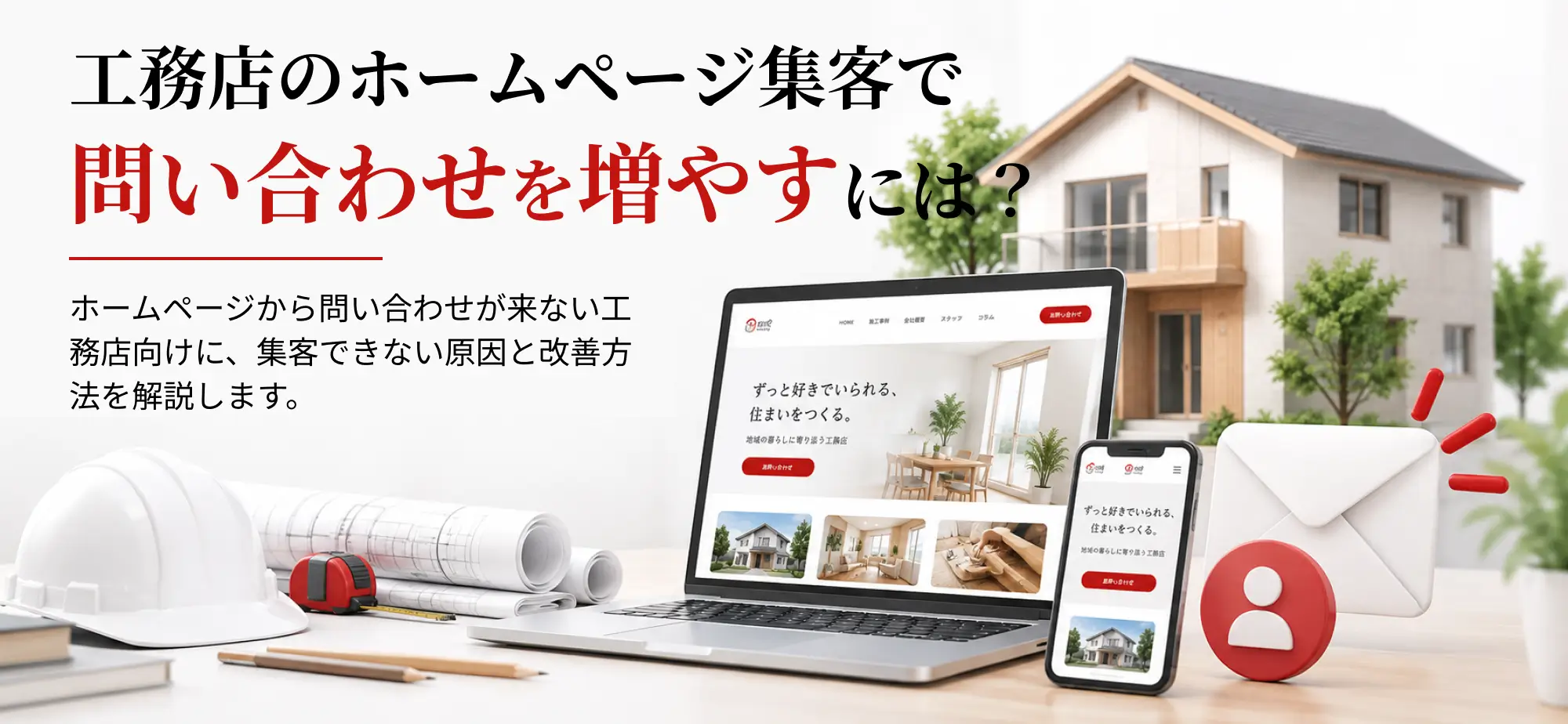 工務店のホームページ集客で問い合わせを増やすには？集客できない原因と改善方法